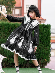 Niu Niu - Plus Size Lolita OP Dress Black Long Sleeve
