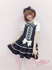 To Alice - Old School Lolita Salopette Suit Tiered Dress