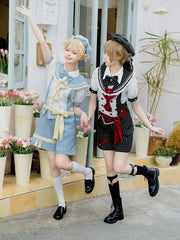 Forest Fluorescent Carps - Small Animal Team - Ouji Lolita Suit Male Lolita Shirt Shorts