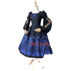 Surface Spell - Nocturne - Custom Gothic Lolita Dress Brocade Puff Sleeve Dress