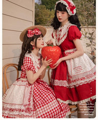 Flower and Pearl Box - Strawberry Basket - Country Lolita Dress Plaid Summer Spring Dress