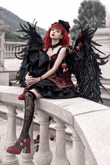 OCELOT - Dark Bat Motion - Gothic Lolita JSK Black Red Goth Jumper Dress