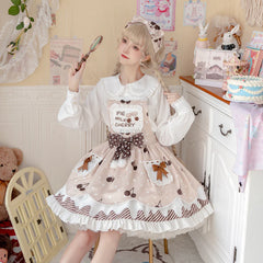 Eieyomi - Pie milk cherry - Sweet Lolita Salopette and Blouse