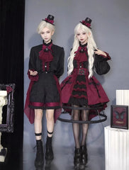 CastleToo - Evil Twins - Ouji Lolita Vest Shorts Skirt Black Red Set