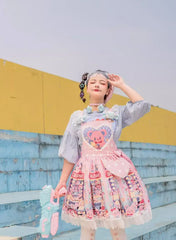 Chemical Romance - Sweetheart Doll Machine - Sweet Lolita Printed Salopette