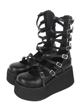 Angelic imprint - Punk Lolita High Platform Shoes With Calf-length Straps