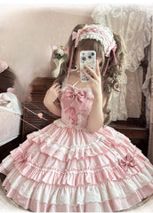 ZhiJinYuan - Sweet Mousse - Sweet Lolita JSK in Playful Colors with Bow Decoration