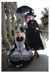 With Puji - Innocent Talk - Halloween Chinese Style Lolita OP Black-silver Gray Dress
