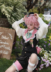 CastleToo - Candy Shop - Ouji Lolita Vest Outfit With Patchwork Design/Bow Details