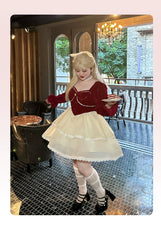 Yingtang - Plus Size Lolita Dress Velvet Long Sleeve