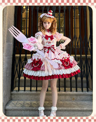 Sakurahime - Berry Sweetheart - Sweet Lolita OP Suit Old School Lolita Dress and Top Hat