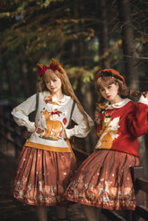 Miss Point - Chubby Fox in the Forest - Kawaii Lolita Vest Customized Lolita Sweater