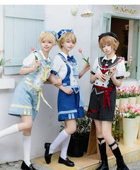 Forest Fluorescent Carps - Small Animal Team - Ouji Lolita Suit Male Lolita Shirt Shorts