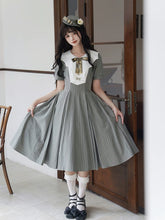 Forest Fluorescent Carps - The Rain of London - Elegant Lolita OP Dress, Bat Wing-Shaped Neckline