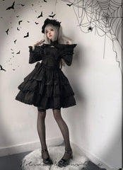 Mengfuzi - LiLith - Christmas Gothic Lolita JSK Dress, Short Sleeve Bolero