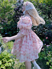 Yingtang - Berlin Rose - Plus Size Lolita Dress Puffy Trailing Floral Print
