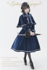 Unideer - Galaxy Traveler - Classic School Lolita Overcoat with Detachable Cape and Bow