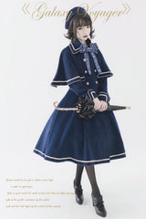 Unideer - Galaxy Traveler - Classic School Lolita Overcoat with Detachable Cape and Bow