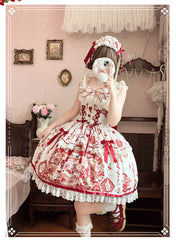 ZhiJinYuan - Strawberry Bear - Sweet Lolita Jumper Dress, Strawberry Bear Prints