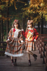 Miss Point - Chubby Fox in the Forest - Kawaii Lolita Sweater Customized Winter Lolita Couple Outfit