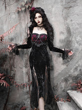 Blood Supply - Rose Cemetery - Dark Red Velvet Mermaid Gothic Lolita Dress