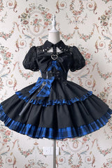 Alice Girl - Gothic Lolita Dress Blue Plaid Jumper Dress