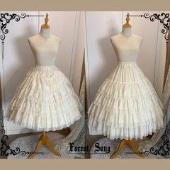 Forest Song - Star and Sea - Classic Lolita Petticoat Adjustable Tiered Ruffle Skirt