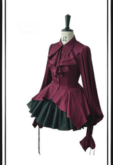 Danger Girl - The Persevering - Ouji Lolita Shirt Gothic Blouse with Mutton Sleeves