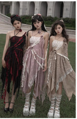 With PUJI - Rose Leaf - Irregular Daily Lolita JSK Dress in Wabi-Sabi Style