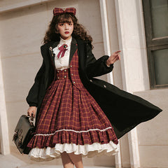 Miss Point - Rose Silhouette - Vintage Woolen Cape Hooded Long Coat