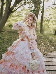 Cat Fairy - Rose Letter - Wedding Lolita Princess Dress Floral Printing Flounce Hem