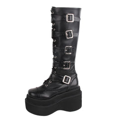 Angelic Imprint - J-fashion Punk Lolita Classic Black High Boots