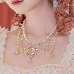 Cat Fairy - Elegant Lolita BNT Handmade Tea Party Necklace and Feather Fan