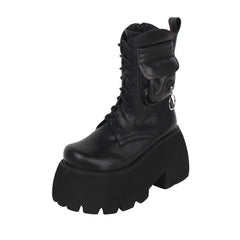 Angelic imprint - Gothic Lolita Black Leather Platform Shoes