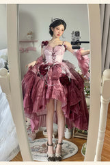 Meowing and Fruity - Swan Wonderland - Fairy Lolita JSK with High-Low Hem
