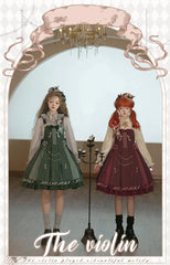 Forest Fluorescent Carps - Classic Lolita Salopette Set Violin Preppy Style Dress