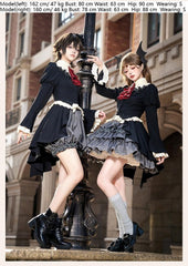 With PUJI - Night Feast - Gothic Lolita Suit Ouji Lolita Tailcoat Tiered Skirt Shorts