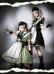 Forest Fluorescent Carps - Girl's Weapon - Military-Inspired Maid Lolita OP Suit