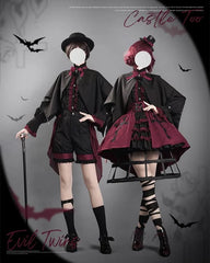 CastleToo - Evil Twins - Ouji Lolita Vest Shorts Skirt Black Red Set