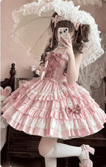 ZhiJinYuan - Sweet Mousse - Sweet Lolita JSK in Playful Colors with Bow Decoration