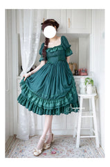 Sweet Wood - Nyx's Kiss - Plus Size Classic Lolita Short-sleeved OP Dress