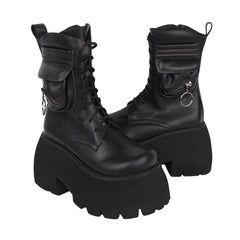 Angelic imprint - Gothic Lolita Black Leather Platform Shoes