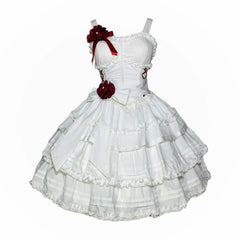 Mengfuzi - LiLith - White Gothic Lolita Dress With Optional Bolero and Sleeves
