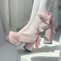 Dreamland - Floating Dream Lily - Elegant Lolita High Heel Shoes, Detachable Bow