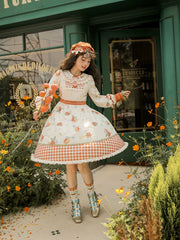 Mademoiselle Pearl - Persimmon - Autumn Persimmon Print Lolita OP JSK SK Dress