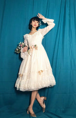 Miss Point - Dawn Girl - Reto Elegant lolita OP Dress Lace Long Sleeve