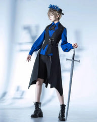 Princess Chronicles - Crimson Ash Zero - Ouji Lolita Vest Handsome Slim Long Black Vest