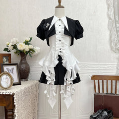 Designer's Gift - Shard Gem - Gothic Lolita Skirt Set with Sleeveless Shirt & Short Jacket