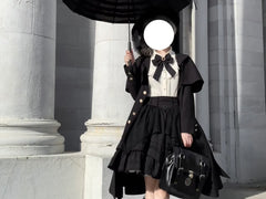 Uncle's Workshop - Rich Heiress - Elegant Black Lolita Coat with Detachable Cape