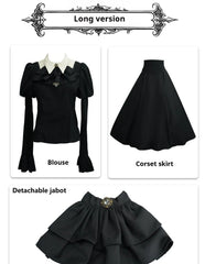 Mengfuzi - Gothic Lolita OP Dress Nun Style Fishbone Skirt